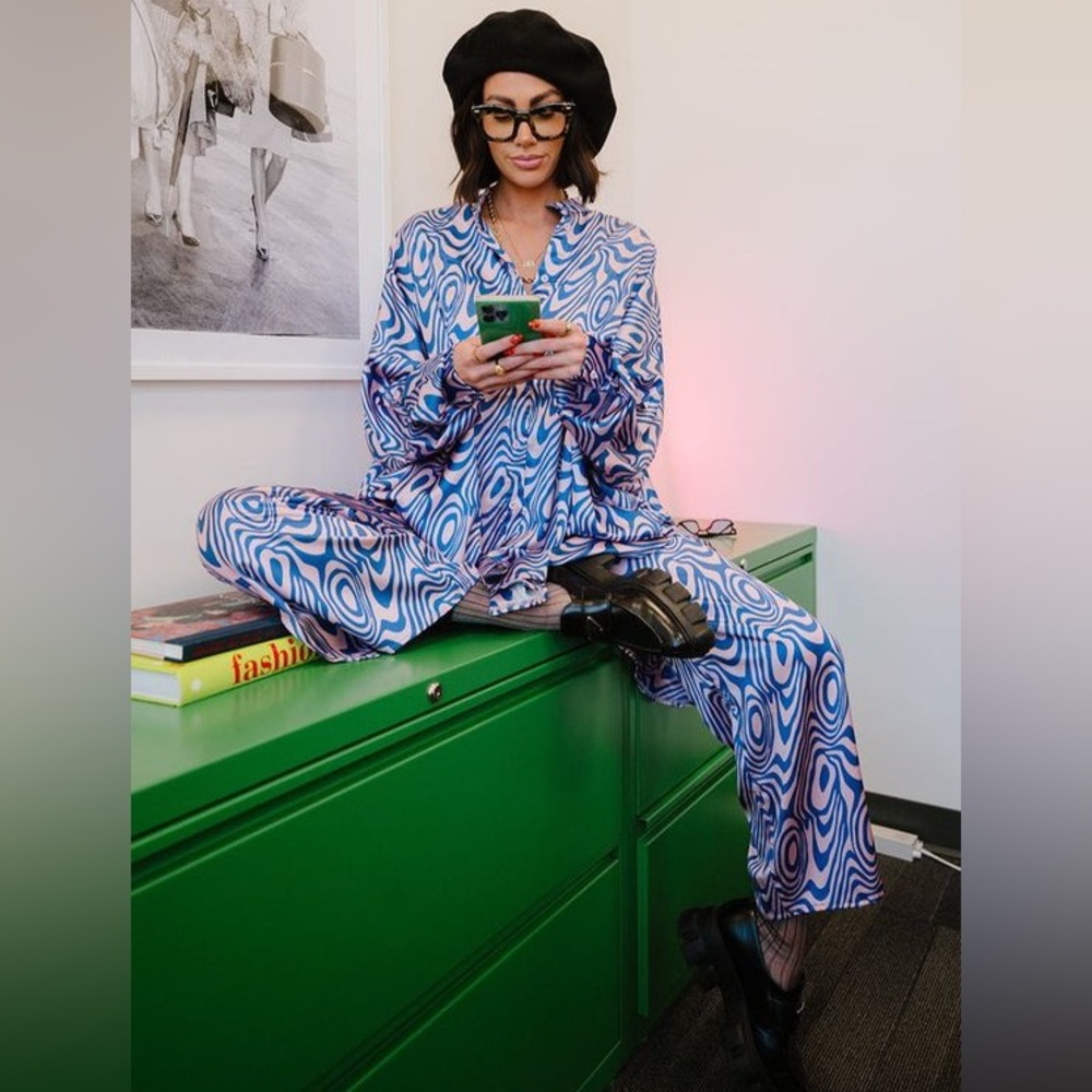 NWT Dressed in LALA Satin Playsuit in Magic Swirl